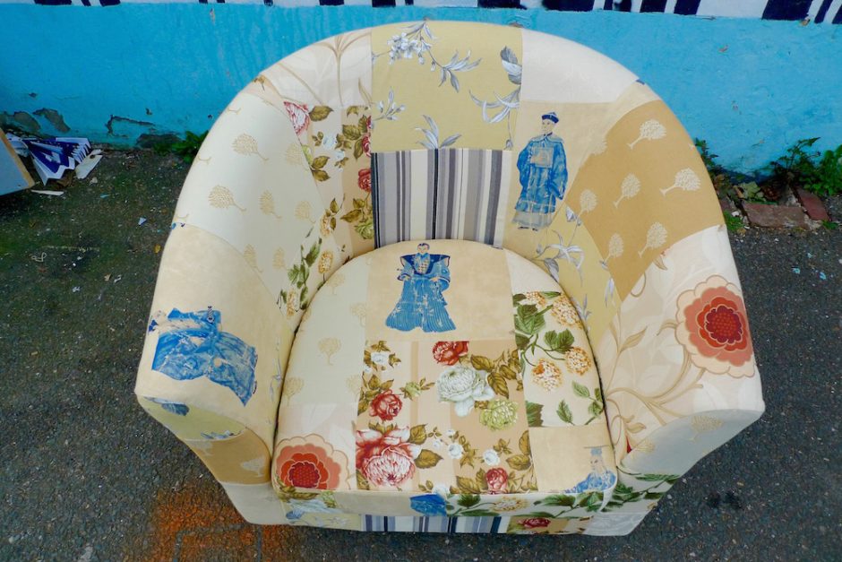 upholstery patchwork armchair cream oriental
