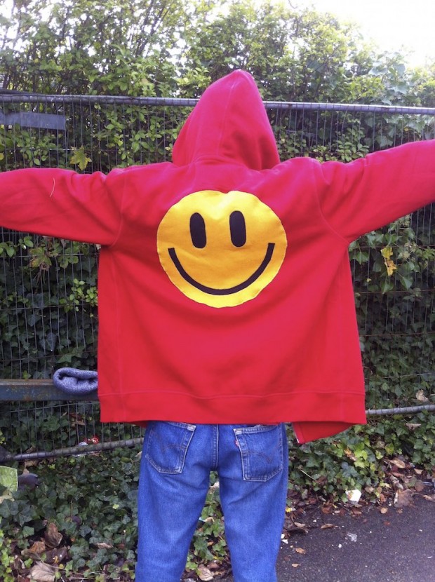 upcycled acid smiley hoodie