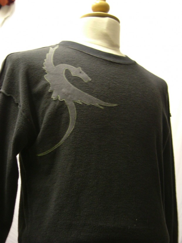 upcycled eco customised dragon sweatshirt grey