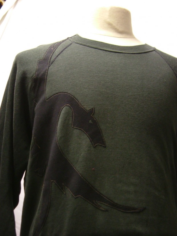 upcycled eco customised dragon sweatshirt black