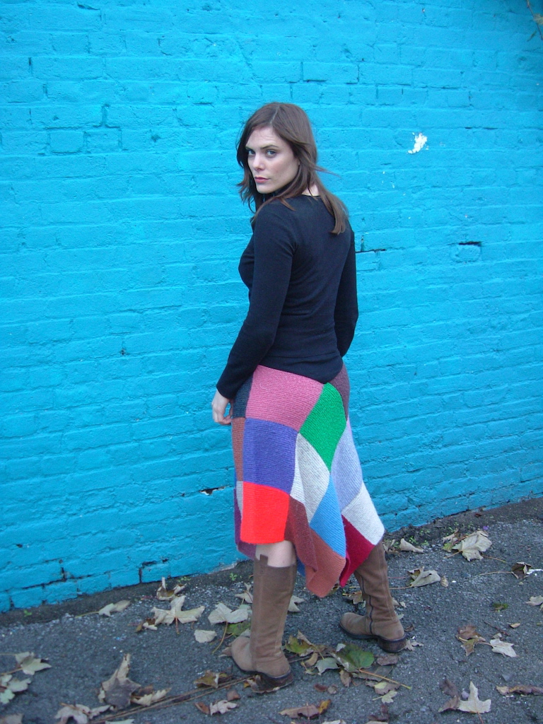 knitted patchwork blanket skirt