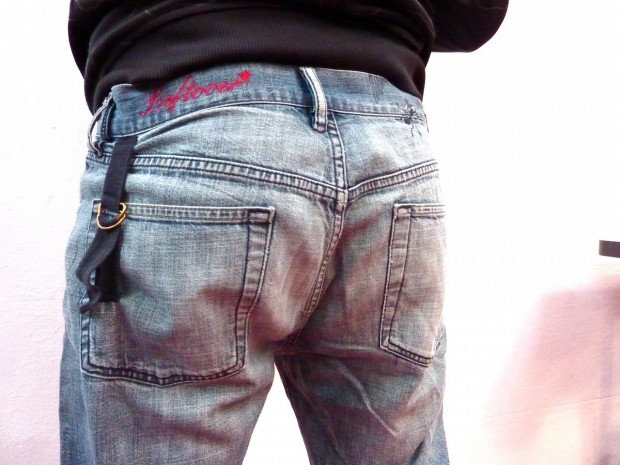 made to order customised embroidered ants insect jeans denim