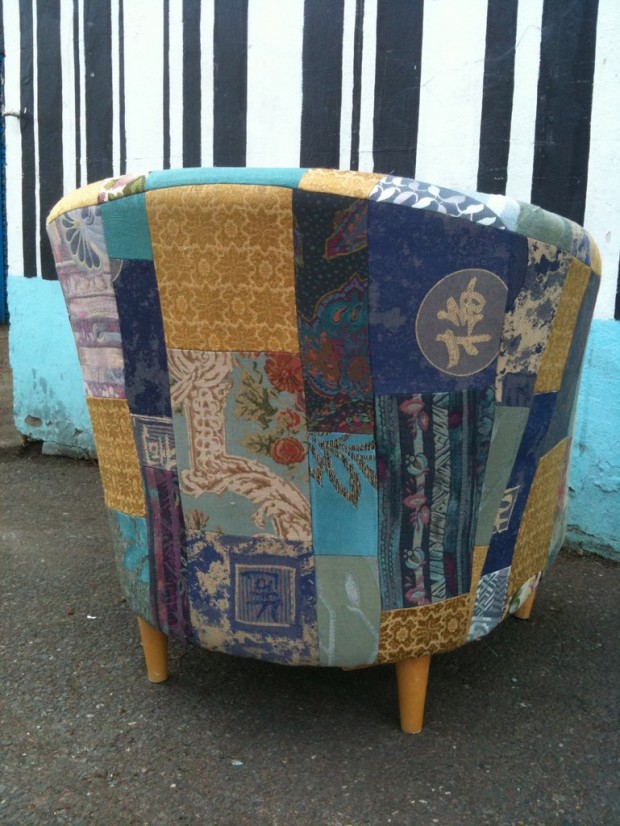 eco patchwork reupholstered armchair