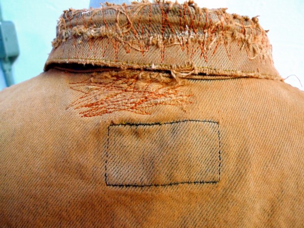 dyed stitched distressed levis denim vest