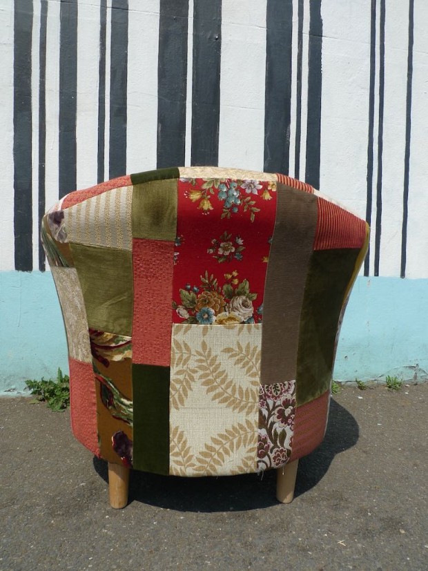 upholstery armchair patchwork upcycled