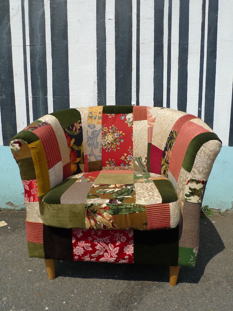 upholstery armchair patchwork upcycled