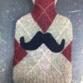 upcycled wool hotwater bottle moustach