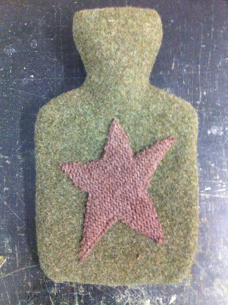 upcycled wool hotwater bottle star