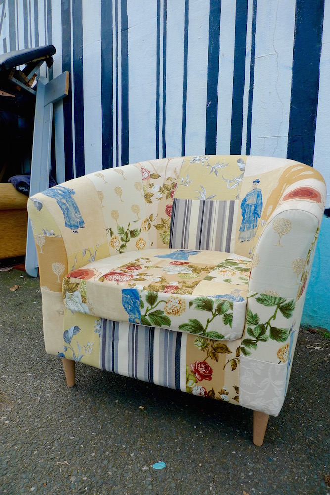 upholstery patchwork armchair cream oriental