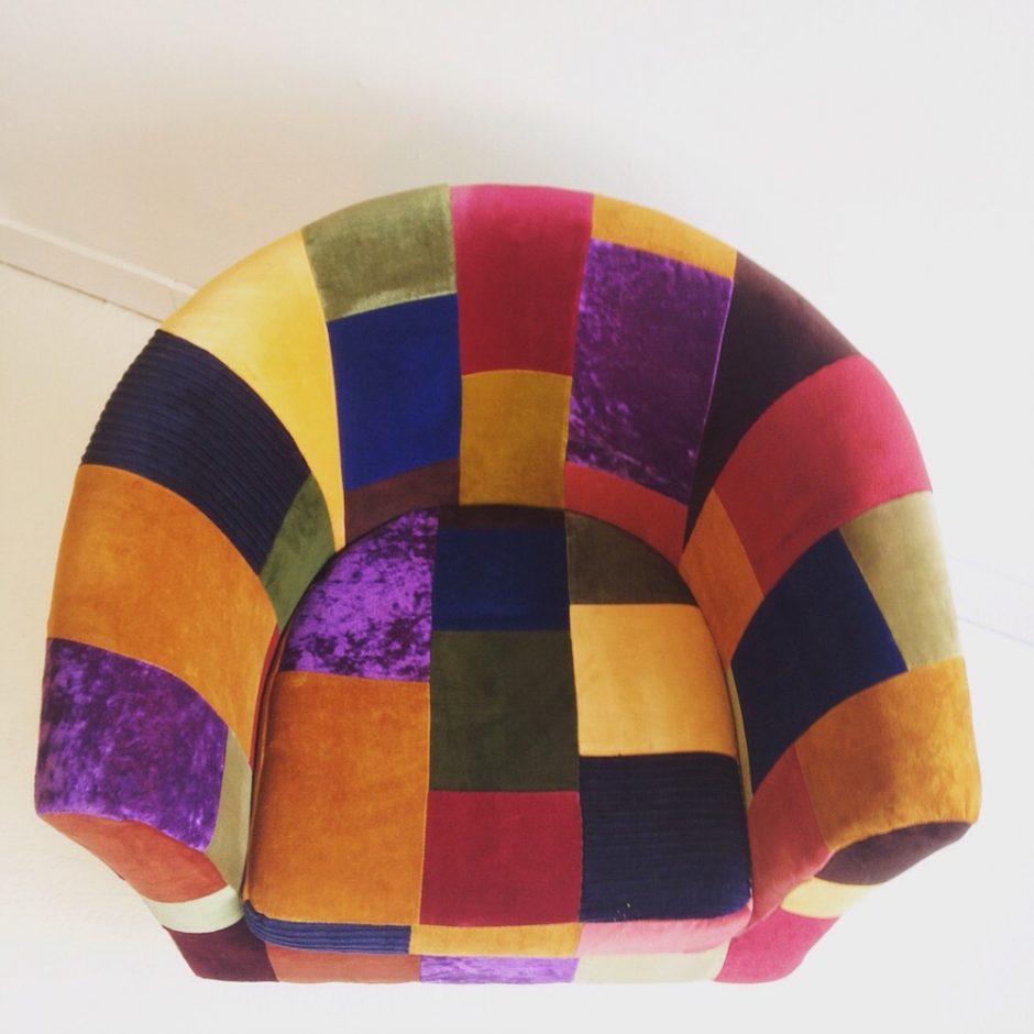 brighton vintage velvet patchwork upholstery armchair