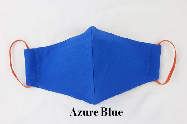 azure blue eco organic cotton face mask covering