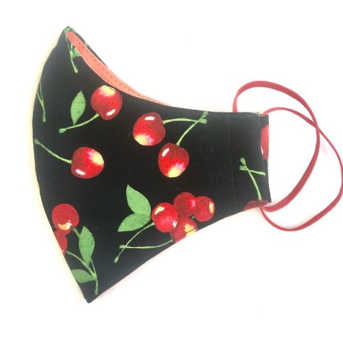 red cherry print face mask