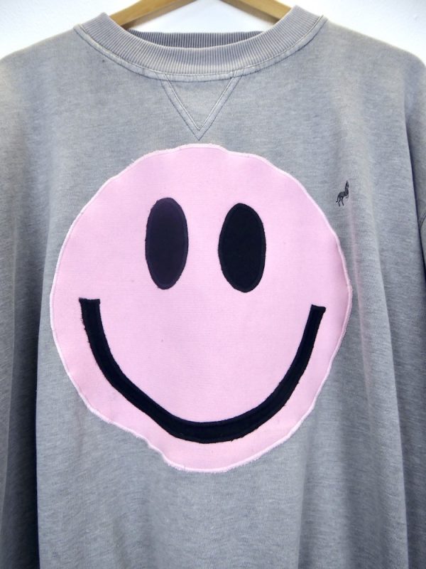 sustainable sweatshirt handmade acid smiley