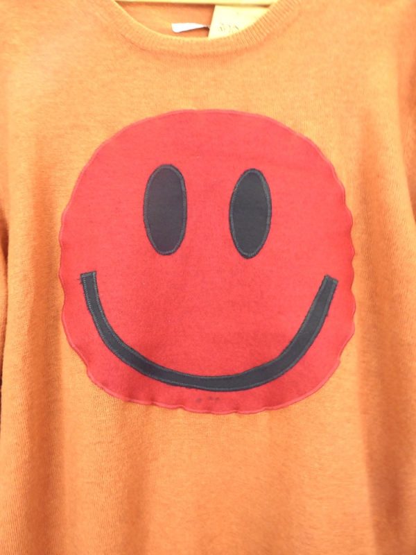 sustainable handmade acid smiley jumper