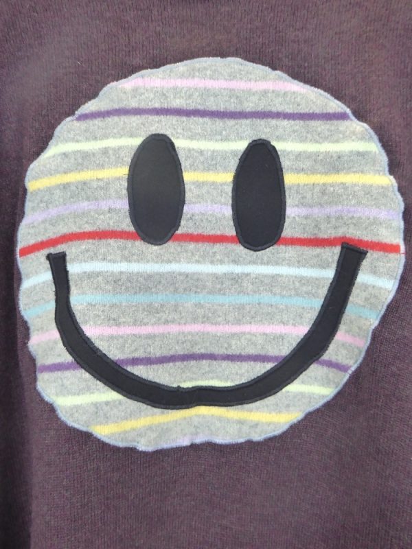 stripey sustainable handmade acid smiley jumper