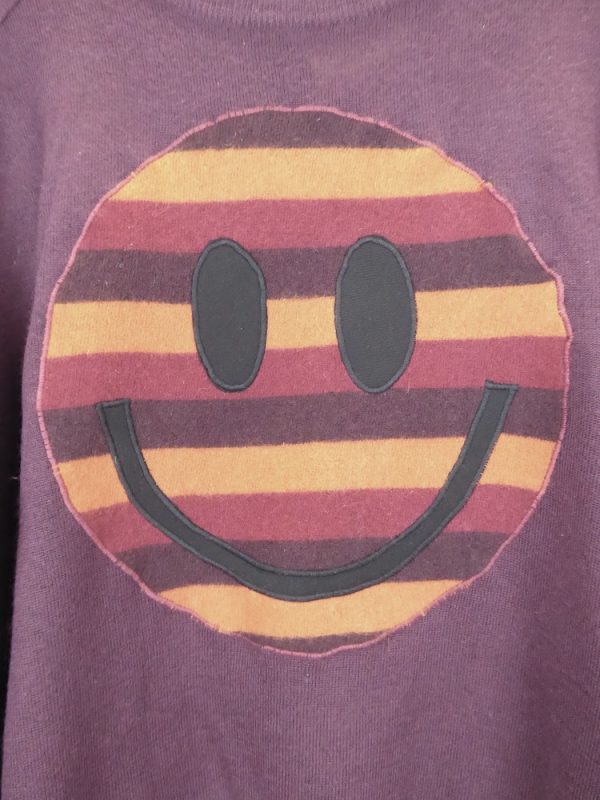 acid smiley stripey upcycled merino jumper