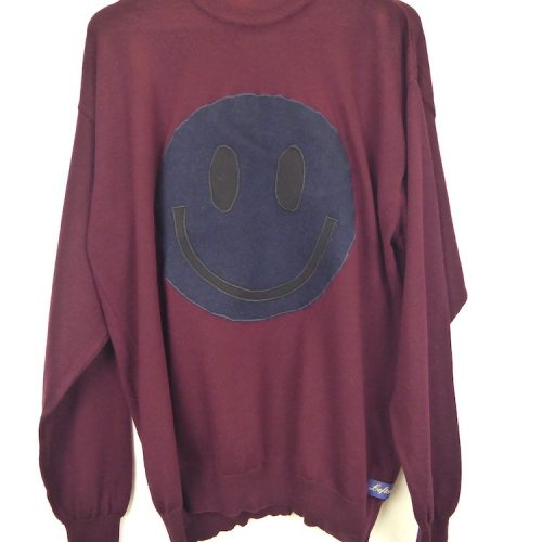 acid smiley upcycled lambswool jumper