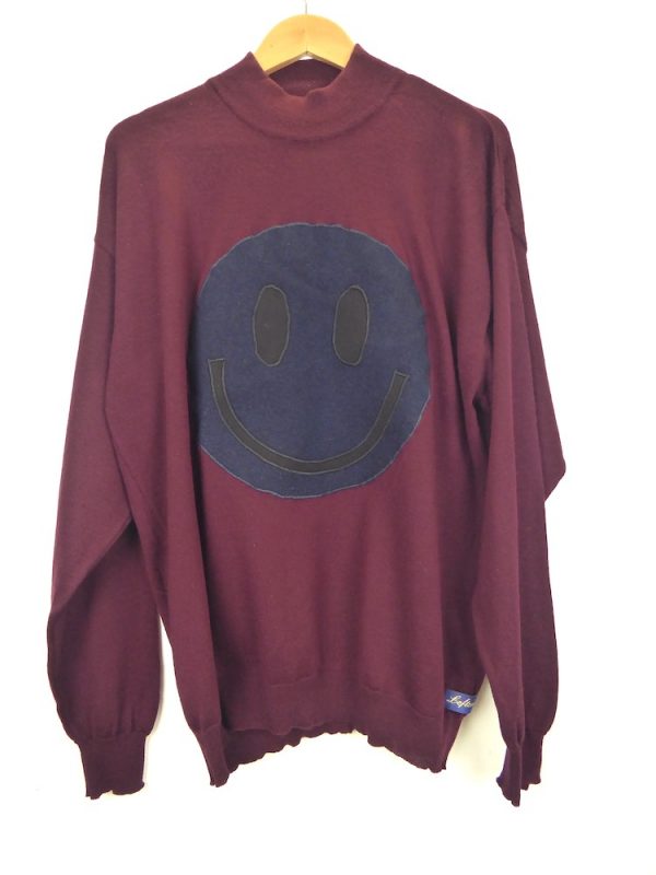 acid smiley upcycled lambswool jumper