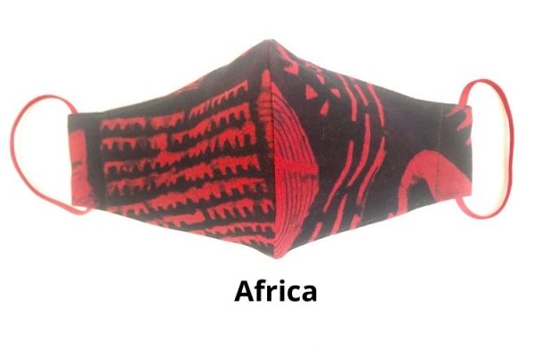 african print red sustainable face mask