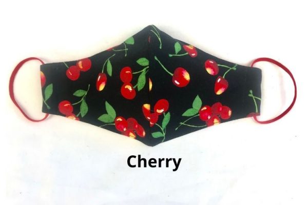 red cherry print face mask