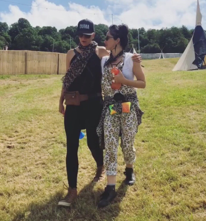 KT Tunstall at Glastonbury wearing Leftover Threads dungarees.
